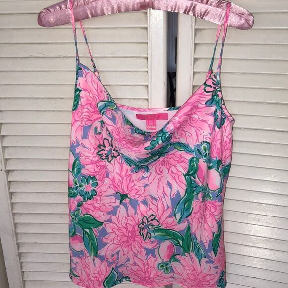 Lilly Pulitzer Neon Pink, Vibrant Green and Periwinkle Lined Adjustable Tank Top - Picture 1 of 17